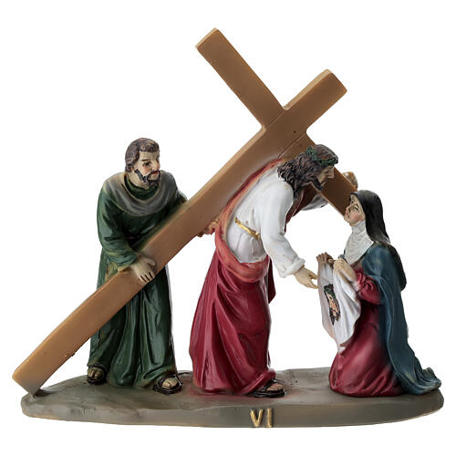 Way of the Cross, 14 stations for 15 cm Easter Creche, coloured resin 7