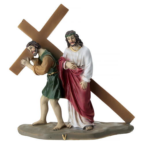 Via Crucis 14 stazioni 15 cm presepe pasquale resina colorata 6