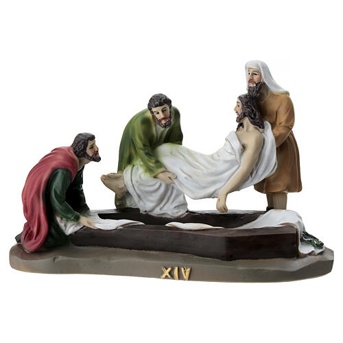 Way of the Cross 14 stations, 15 cm Easter nativity in colored resin 19