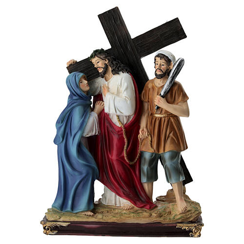 Way of the Cross, 15 stations for 20 cm Easter Creche, coloured resin 8