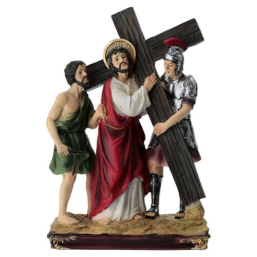 Stations of the Cross in colored resin, 15 stations, approx. 20 cm 4
