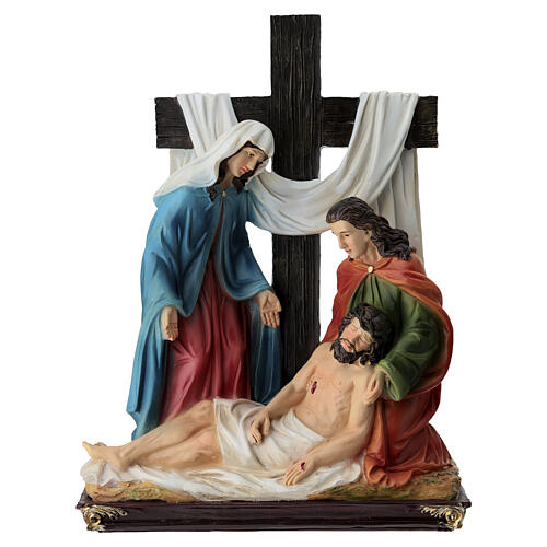 Stations of the Cross in colored resin, 15 stations, approx. 20 cm 27