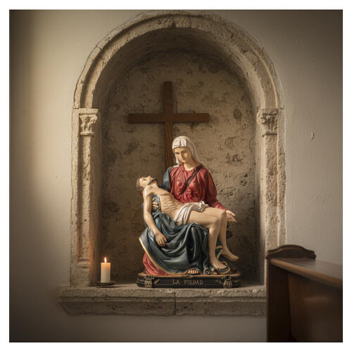 Pieta statue in hand-painted resin, 63 cm 2