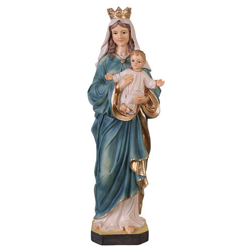 Madonna con vesti azzurre e bambin Gesù 40 cm in resina 1