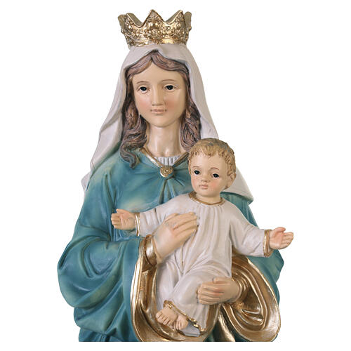 Madonna con vesti azzurre e bambin Gesù 40 cm in resina 2