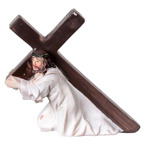 Jesús cayendo bajo el peso de la cruz estatua resina belén 5 cm 1