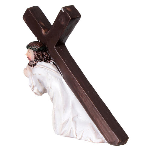 Jesús cayendo bajo el peso de la cruz estatua resina belén 5 cm 4