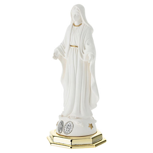 Wundertätige Gottesmutter – Statue aus weißem Resin mit goldfarbenen Details, 20 cm 2