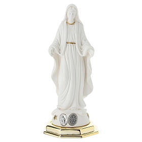 Statua religiosa Madonna Miracolosa resina bianca dettagli dorati 20 cm