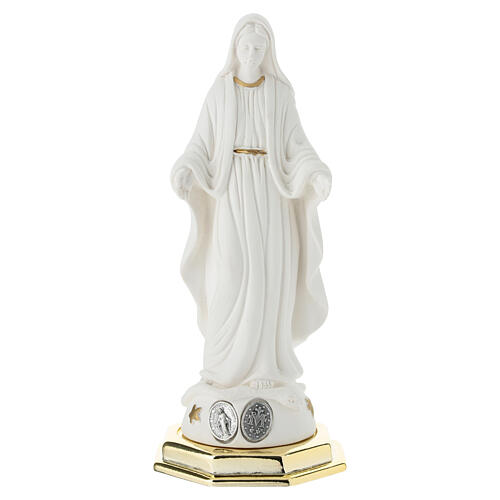 Statua religiosa Madonna Miracolosa resina bianca dettagli dorati 20 cm 1