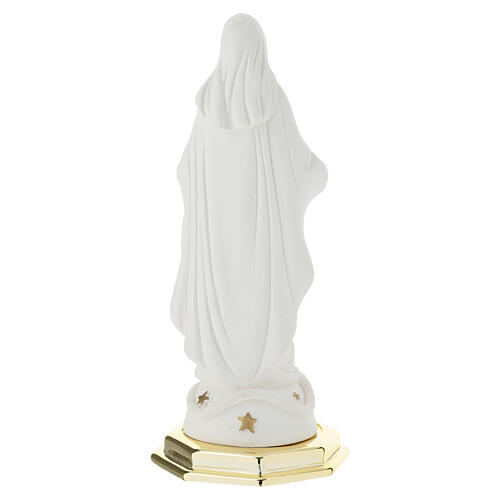 Statua religiosa Madonna Miracolosa resina bianca dettagli dorati 20 cm 4