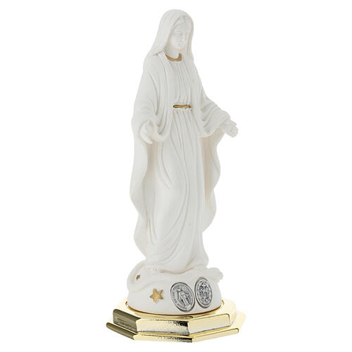 Figura Matki Bożej Cudownej, 20 cm, biała żywica, złocone detale 3