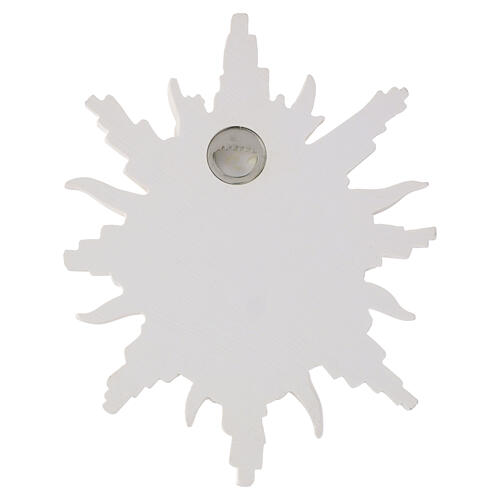 Sacré-Cœur mural en résine 15x15 cm rayons blancs et couronne tressée 3