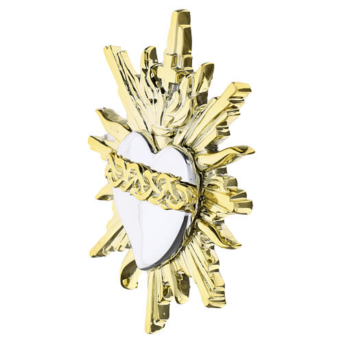 Heiligstes Herz Jesu – Wandobjekt zur Wandaufhängung, goldfarben und silberfarben – 15 × 15 cm 2
