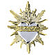 Sacred Heart wall plaque, 6x6 in, gold and silver with rays and crown s1
