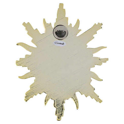 Heiligstes Herz Jesu – Wandobjekt zur Wandaufhängung, silberfarben mit rotem emailliertem Herz – 15 × 15 cm 3