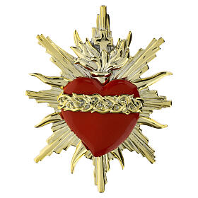 Decoro Sacro Cuore 15x15 cm dorato cuore rosso raggi