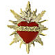 Sacred Heart Wall Decoration Gold Finish with Red Heart and Rays, 15x15 cm s1