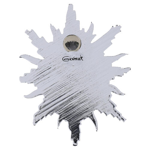 Sacro Cuore da parete 15x15 cm argentato con cuore rosso smaltato 3