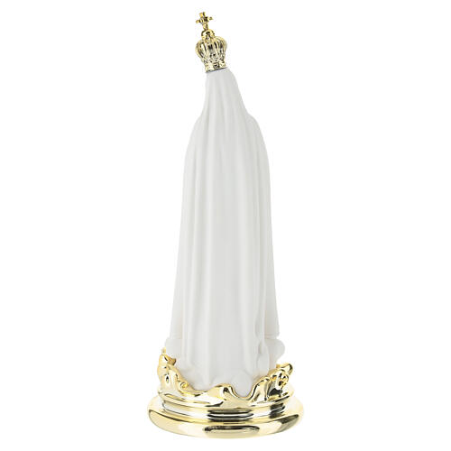 Statue Notre-Dame de Fatima résine 20 cm avec colombes et base dorée 4