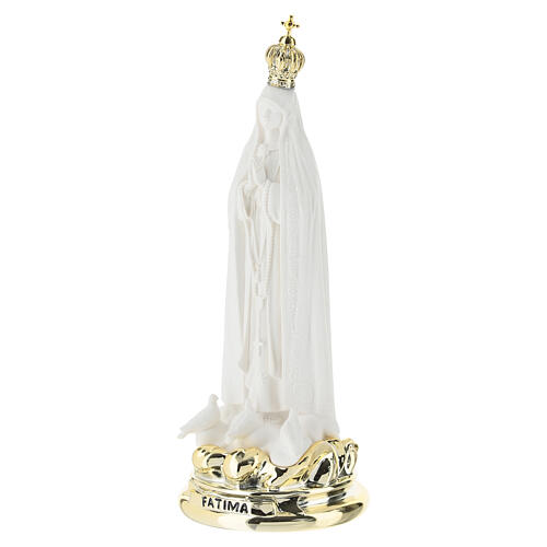 Figurka Matki Bożej Fatimskiej, 20 cm, z gołębiami i złoconą podstawą 2