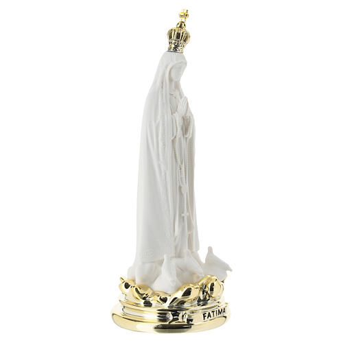 Figurka Matki Bożej Fatimskiej, 20 cm, z gołębiami i złoconą podstawą 3