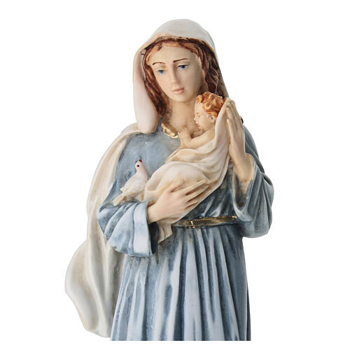 Virgin Mary with Baby Jesus Statue in Blue, Resin and Plaster 20 cm 3