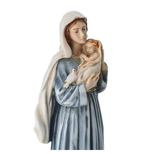 Virgin Mary with Baby Jesus Statue in Blue, Resin and Plaster 20 cm 5