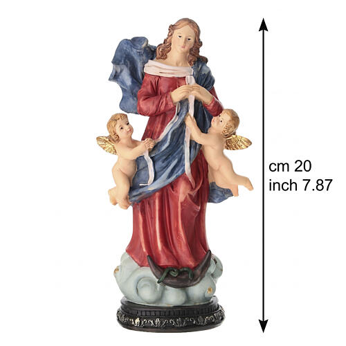 Mary, Untier of Knots, painted resin statuette, 8 in 3
