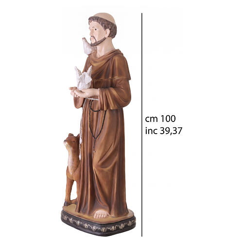 Saint Francis, painted fibreglass, 40 in, for outdoor use 3