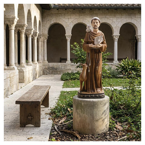 Saint Francis statue in painted fiberglass 100 cm for outdoor use 4