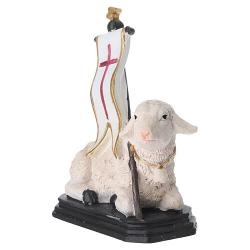 Statuetta Agnello pasquale dipinto a mano resina 12 cm   4