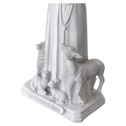 Estatua San Francisco resina blanca 60 cm con animales 9