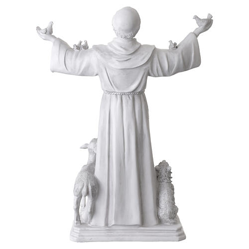 Estatua San Francisco resina blanca 60 cm con animales 10
