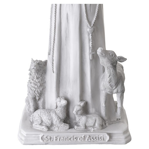 Statua San Francesco resina bianca 60 cm con animali 5