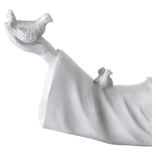 Statua San Francesco resina bianca 60 cm con animali 7