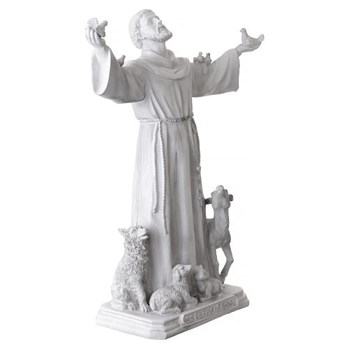 Estátua de São Francisco em resina branca 60 cm com animais 6