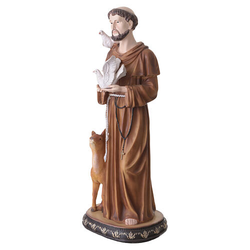 Statue Saint François d'Assise avec tourterelles et faon en résine peinte 60 cm 8