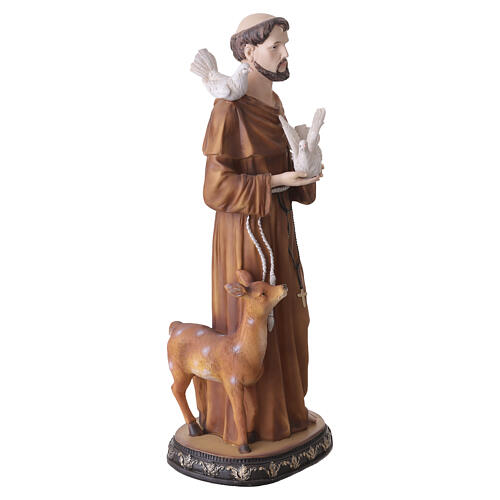 Statua San Francesco d'Assisi 60 cm resina dipinta tortore e cerbiatto  5