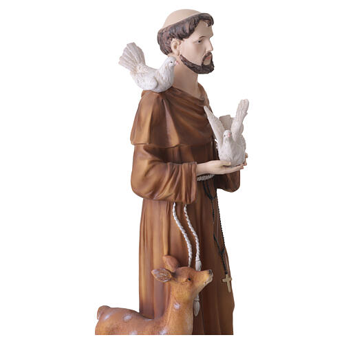 St Francis of Assisi Statue with Doves and Fawn in Painted Resin, 60 cm 9