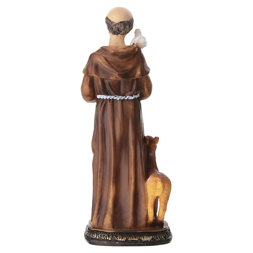 Saint François avec tourterelles et faon en résine peinte 20 cm 6