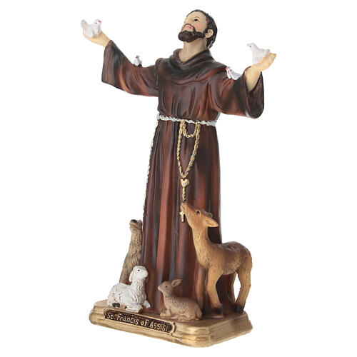Saint Francis of Assisi statue surrounded by animals 20 cm painted resin 4