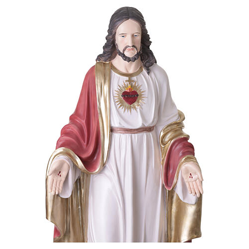 Estatua Sagrado Corazón 120 cm fibra de vidrio pintada a mano para exterior 6