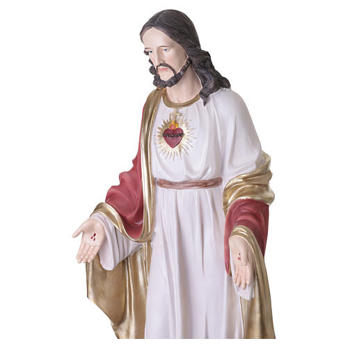 Estatua Sagrado Corazón 120 cm fibra de vidrio pintada a mano para exterior 8