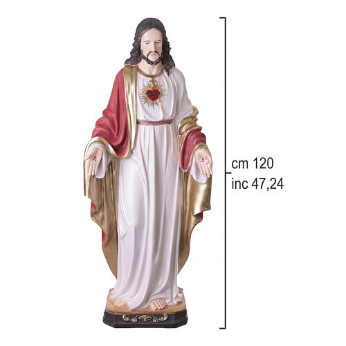 Sacred Heart of Jesus statue 120 cm hand-painted fiberglass for outdoor use 3
