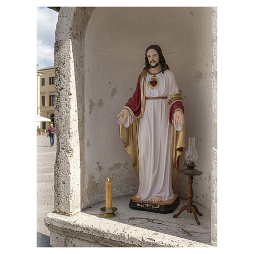 Sacred Heart of Jesus statue 120 cm hand-painted fiberglass for outdoor use 4