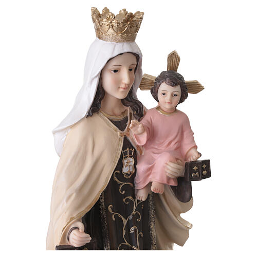 Notre-Dame du Mont-Carmel en résine peinte à la main avec scapulaires 60 cm 6