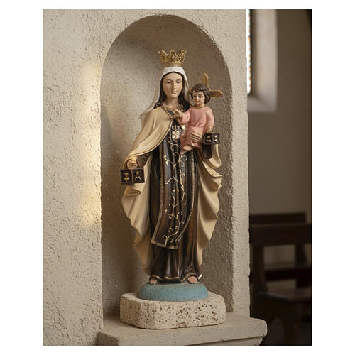 Our Lady of Mount Carmel hand-painted resin statue with scapulars, 60 cm 2