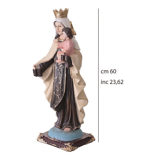 Our Lady of Mount Carmel hand-painted resin statue with scapulars, 60 cm 3