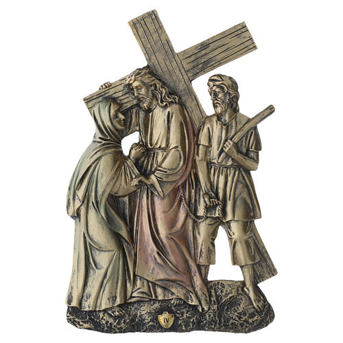 Via Crucis Quadretti 15 stazioni resina bronzata 25 cm 6